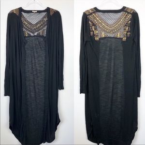 Anthropologie Ecote Long Beaded Cardigan
